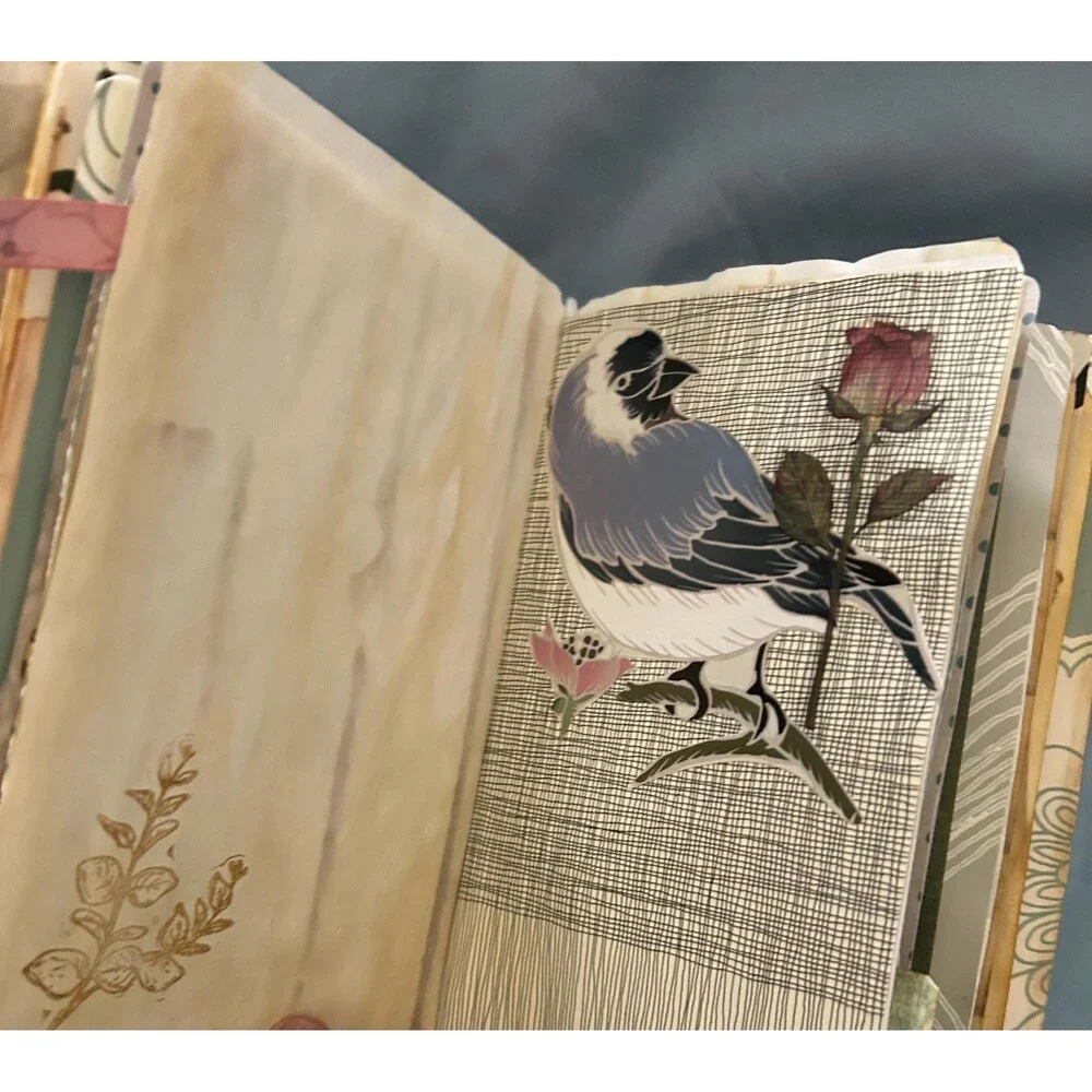 Cute Handmade Eclectic JunkJournal 7” x4 1/2” x2” 70 pages